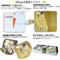 手帳型 ミュシャ スマホケース 四つの花 ユリ バラ アイリス カーネーション ☆アール・ヌーヴォー☆ 花 iPhone 5枚目の画像