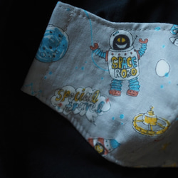 在庫限り★３サイズから選べる★子どもがつけてもずれにくいハンドメイドの立体マスク◎ガーゼマスク宇宙スペース宇宙人 3枚目の画像
