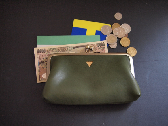 三角形長款錢包/ Gamaguchi錢包綠色 第2張的照片