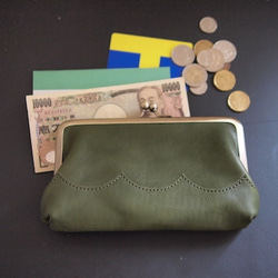 波浪長錢包/ gamaguchi錢包綠色 第1張的照片
