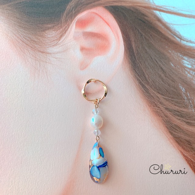 レジン さざれ石×雫ピアス ピアス（その他） chururi 通販
