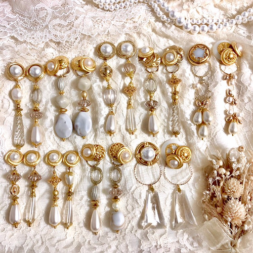 ホワイト スワロフスキー ロココ調 ウェディングアクセサリー キラキラ