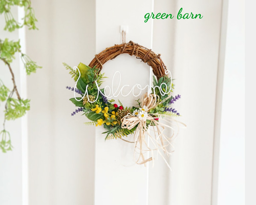 Welcomeリース✨フラワーアレンジ ワイヤークラフト、母の日