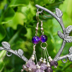 純手作 天然石傘墜耳環系列 - 紫水晶款 第1張的照片