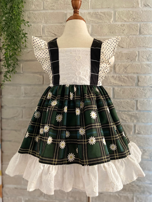 女の子 エプロンドレス マーガレット＆チェック 110サイズ 子供服 子供