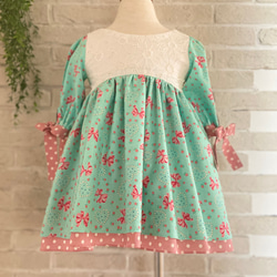 赤ドット ワンピース♡花びら襟タイプ♡白リボンタイプ
