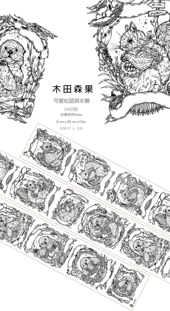 307 / 可愛松鼠與水獺 ... / 紙膠帶 Masking Tape / 木田森果 wood3f 第3張的照片