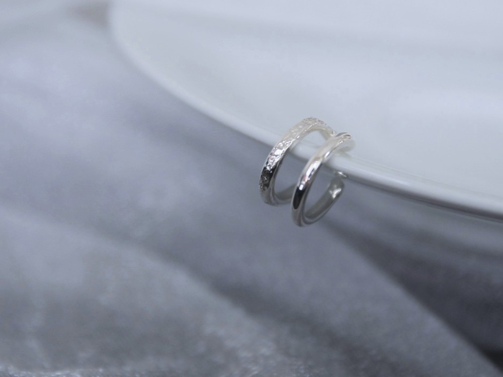 《1点入荷》石目ダブルラインイヤーカフSV925片耳用