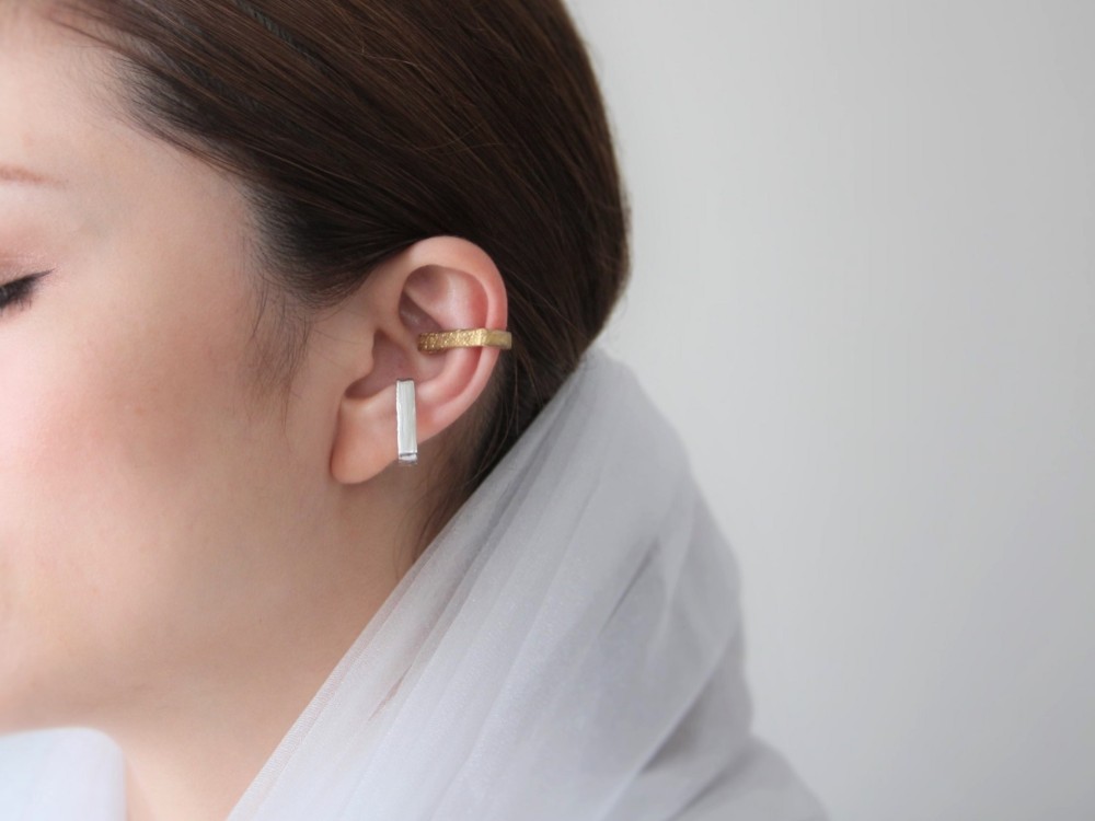 《軽量》Rectangle真鍮イヤーカフクリップ片耳用