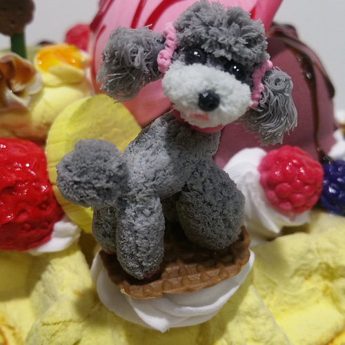 トイプードル シルバー スイーツフォトスタンド ワッフル その他置物