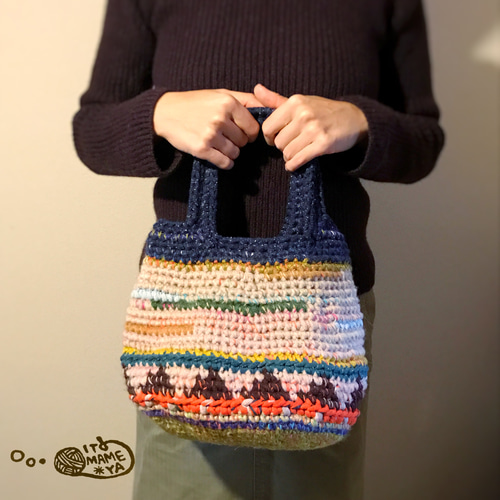 かぎ針編み✳︎ 毛糸のカラフルころりんバッグ トートバッグ ITOMAME