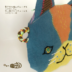 猫さんの顔 刺繍ポーチ☆ 5枚目の画像