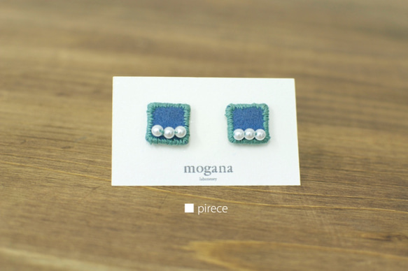 刺繍のピアス "● ▲ ■ pierce"　 4枚目の画像