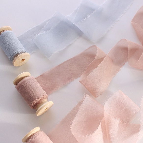 シルクリボン　サンプルG　ダスティパステル　結婚式 2枚目の画像