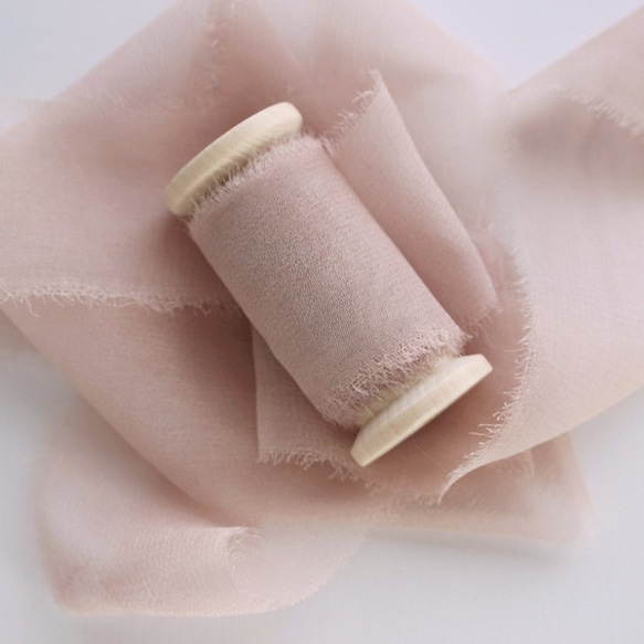海外シルクリボン　ダスティピンク　結婚式　幅約3cm 1枚目の画像