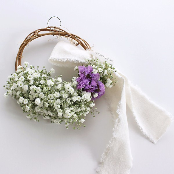 リネン風リボン　結婚式　ブーケ*　ホワイト　幅約5cm　長さ約1m〜 3枚目の画像