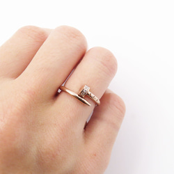 釘モチーフ シルコニア CZダイヤ リング 指輪 ステンレス ピンクゴールド シルバー アクセサリー メンズ レディース 3枚目の画像