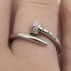 釘モチーフ シルコニア CZダイヤ リング 指輪 ステンレス ピンクゴールド シルバー アクセサリー メンズ レディース 5枚目の画像