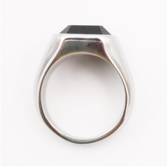 指輪 メンズ シルバー ブラック オニキス リング カレッジ 印台 ステンレス ハイポリッシュ アクセサリ ジュエリー 6枚目の画像