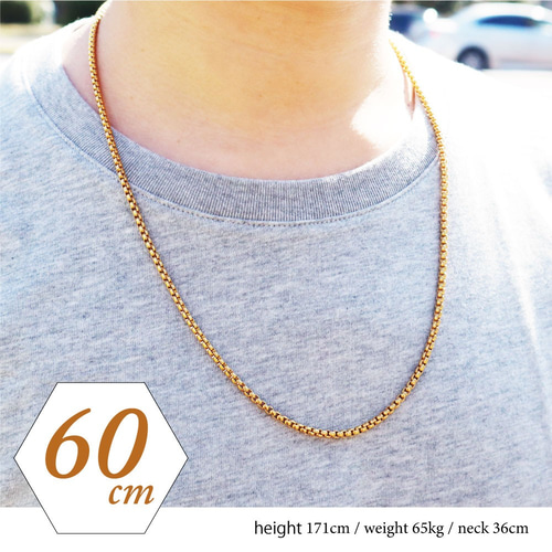 ネックレス メンズ あずき 甲丸 3mm 50cm/60cm チェーン 人気