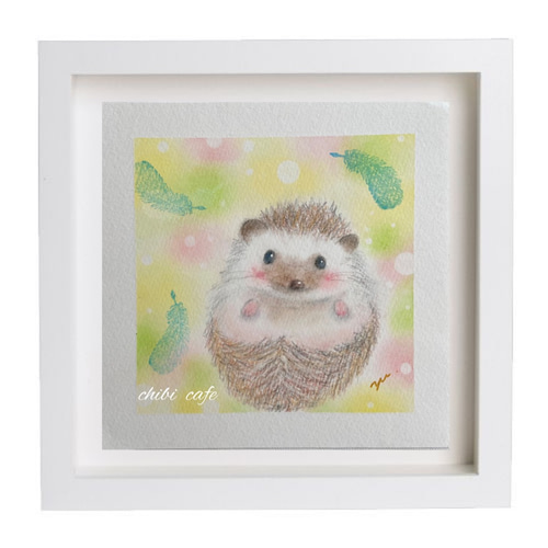 ハリネズミ　油彩画　原画 ハリネズミオリジナル絵画、動物絵画、油絵 - ショップ