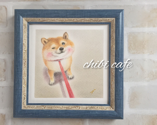 原画】お散歩拒否犬 パステルアート イラスト イラスト ちびcafeゆう