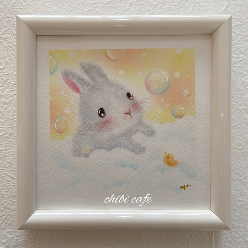 子うさぎの夢　ハンドメイドパステル画　絵画アート原画 fe5145aebafc40c0453cf05c57c07c