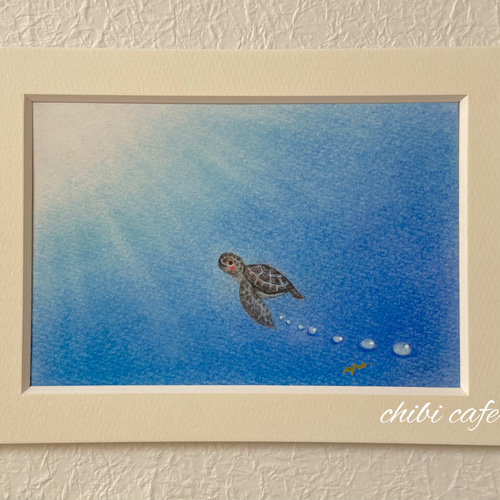 原画】海の中から見た空は（ペーパースタンド付）パステルアート