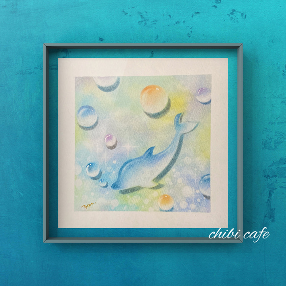 原画】Dolphin drops 〜イルカの雫〜 パステルアート イラスト