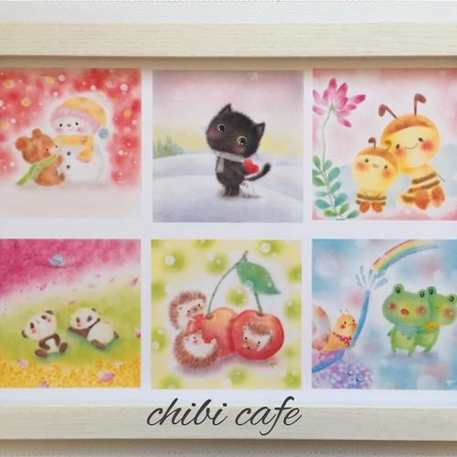 可愛い動物12ヶ月 パステルアート イラスト ちびcafeゆう 通販｜Creema 