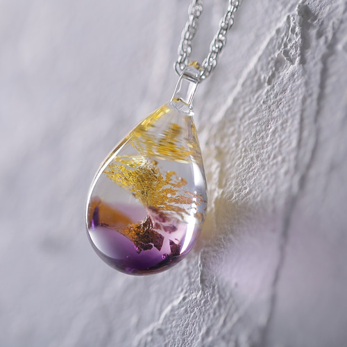 reblanc》黄金の螺旋『紫』 真波動注音玉ネックレス silver925