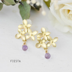 花和紫水晶吊墜耳環（+耳環需額外付費） 第2張的照片