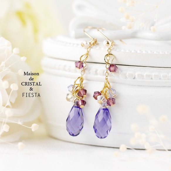 [K10]紫水晶鏈耳環 第1張的照片