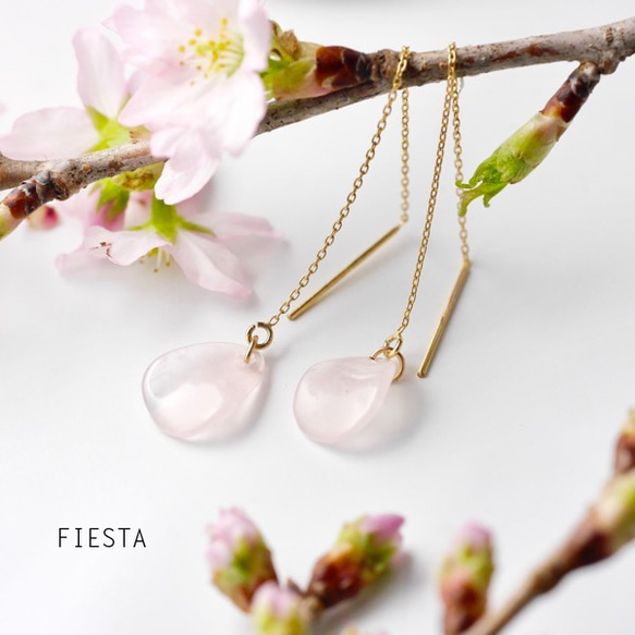 [K14gf]櫻花花瓣★玫瑰女優大試煉鏈耳環的石英 第1張的照片