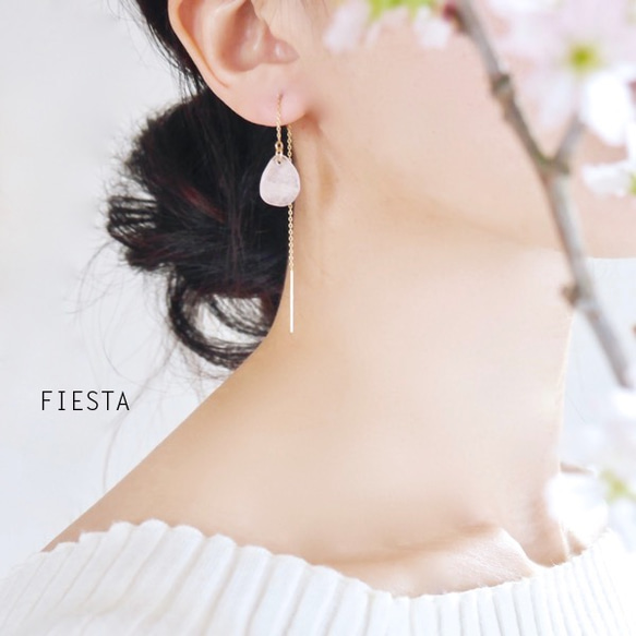 [K14gf]櫻花花瓣★玫瑰女優大試煉鏈耳環的石英 第2張的照片