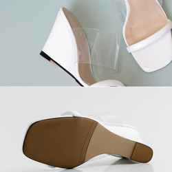 [交貨日期 35-45 天] Made-to-order PVC 設計坡跟鞋底穆勒涼鞋女士 3color 第8張的照片