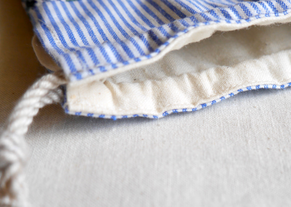 リバティの小さな巾着✨ストライプ× Orchard オーチャード 2枚目の画像