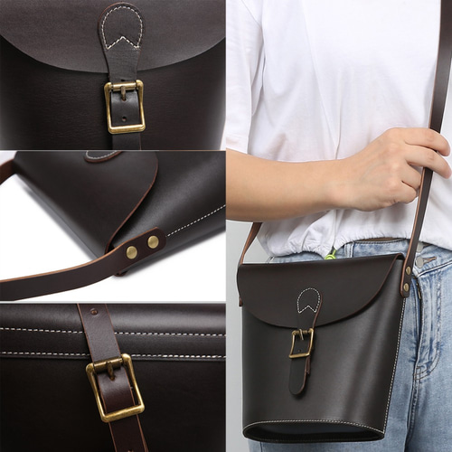 ショルダーバッグ 本革 ヌメ革 斜めがけ バケツ型 レディースバッグ