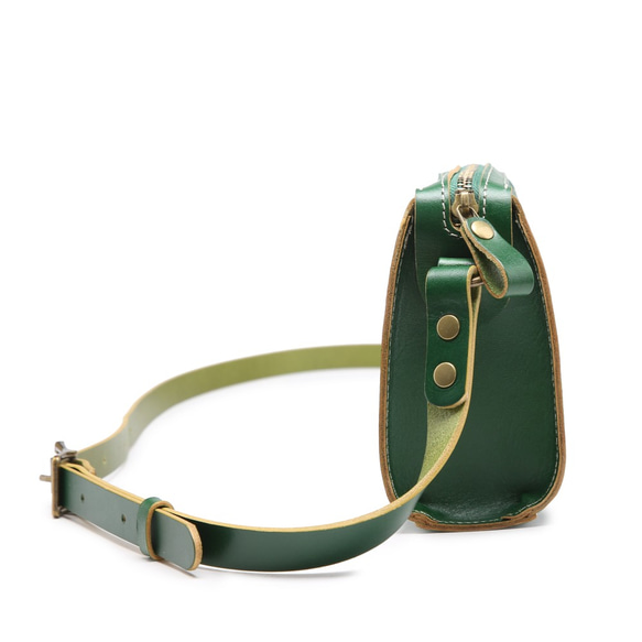 ショルダーバッグ 本革 ヌメ革 斜めがけ レディース メンズ バッグ シンプル ナチュラル グリーン 緑 100 3枚目の画像