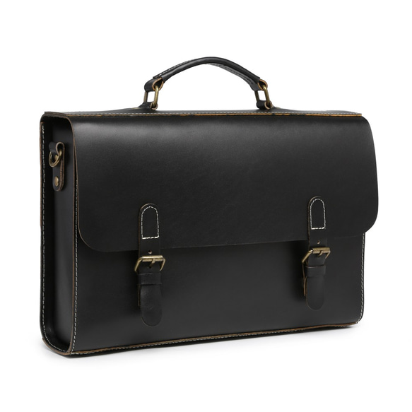 サッチェルバッグ ブリーフケース ビジネスバッグ 本革 ヌメ革 斜めがけ A4 通勤 通学 ブラック 123 ステッチ ヌメ革 ブラック 横向 9cm とご記入の上 ご注文くださいますようお願いいたします 縫糸