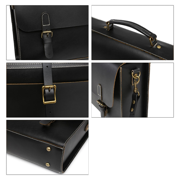 サッチェルバッグ ブリーフケース ビジネスバッグ 本革 ヌメ革 斜めがけ A4 通勤 通学 ブラック 123 ステッチ ヌメ革 ブラック 横向 9cm とご記入の上 ご注文くださいますようお願いいたします 縫糸