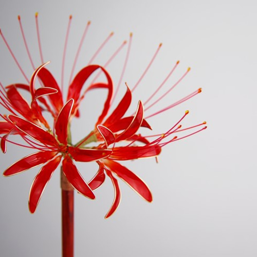 彼岸花（曼珠沙華）簪・かんざし ／ 作品名： 「秋茜」（あきあかね  