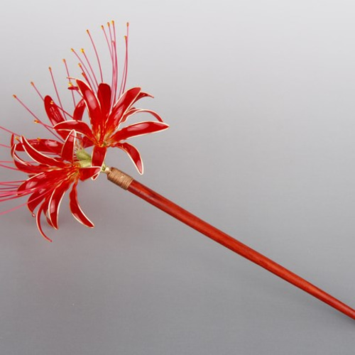 彼岸花（曼珠沙華）簪・かんざし ／ 作品名： 「秋茜」（あきあかね  