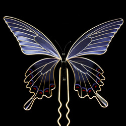 蝶（ミヤマカラスアゲハ）のかんざし（パープル） 3枚目の画像