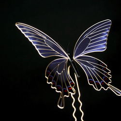 蝶（ミヤマカラスアゲハ）のかんざし（パープル） 5枚目の画像
