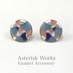 五角形のペンダント（青×青緑×黄）-ガラス胎有線七宝- YK-006