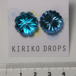 Kiriko Drops  ベネチアガラス切子イヤリング (青緑)  YA-001 3枚目の画像