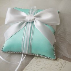 [純粋な愛の手メモ]手作りのリング枕の提案/バレンタインデー/結婚式の小さなもの/家の装飾-ティファニーブルー 2枚目の画像