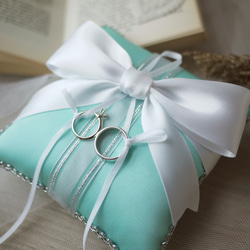 [純粋な愛の手メモ]手作りのリング枕の提案/バレンタインデー/結婚式の小さなもの/家の装飾-ティファニーブルー 4枚目の画像