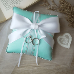 [純粋な愛の手メモ]手作りのリング枕の提案/バレンタインデー/結婚式の小さなもの/家の装飾-ティファニーブルー 5枚目の画像